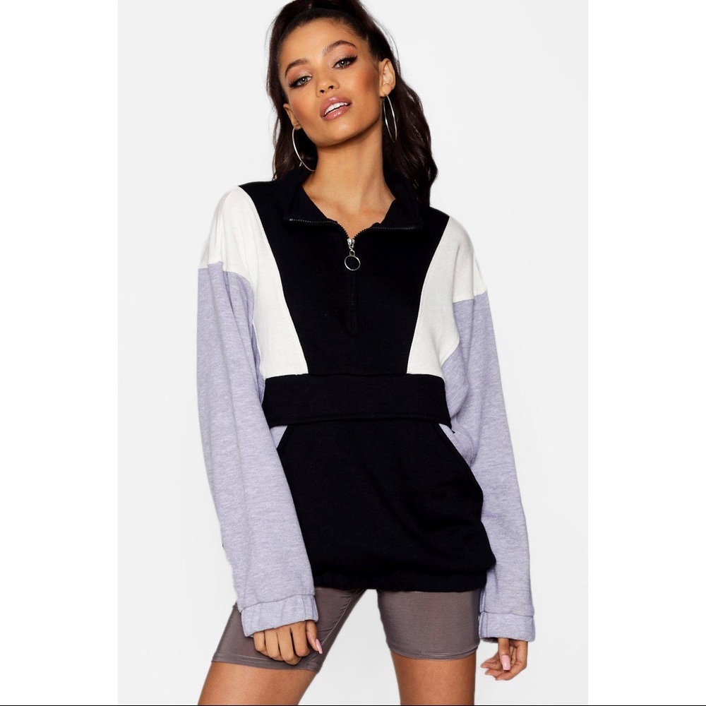 Color Block Zip Pull Sweater